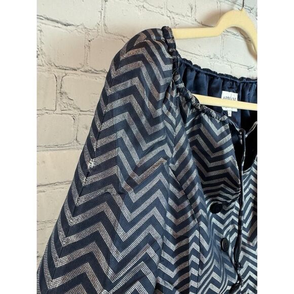 ARMANI COLLEZIONI blue white chevron button jacket blazer size 6 Italy - Picture 6 of 7